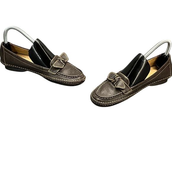 Naturalizer Levity Brown Bow Leather Slip On Comfort Driving Loafer Women 7.5 - Picture 5 of 8